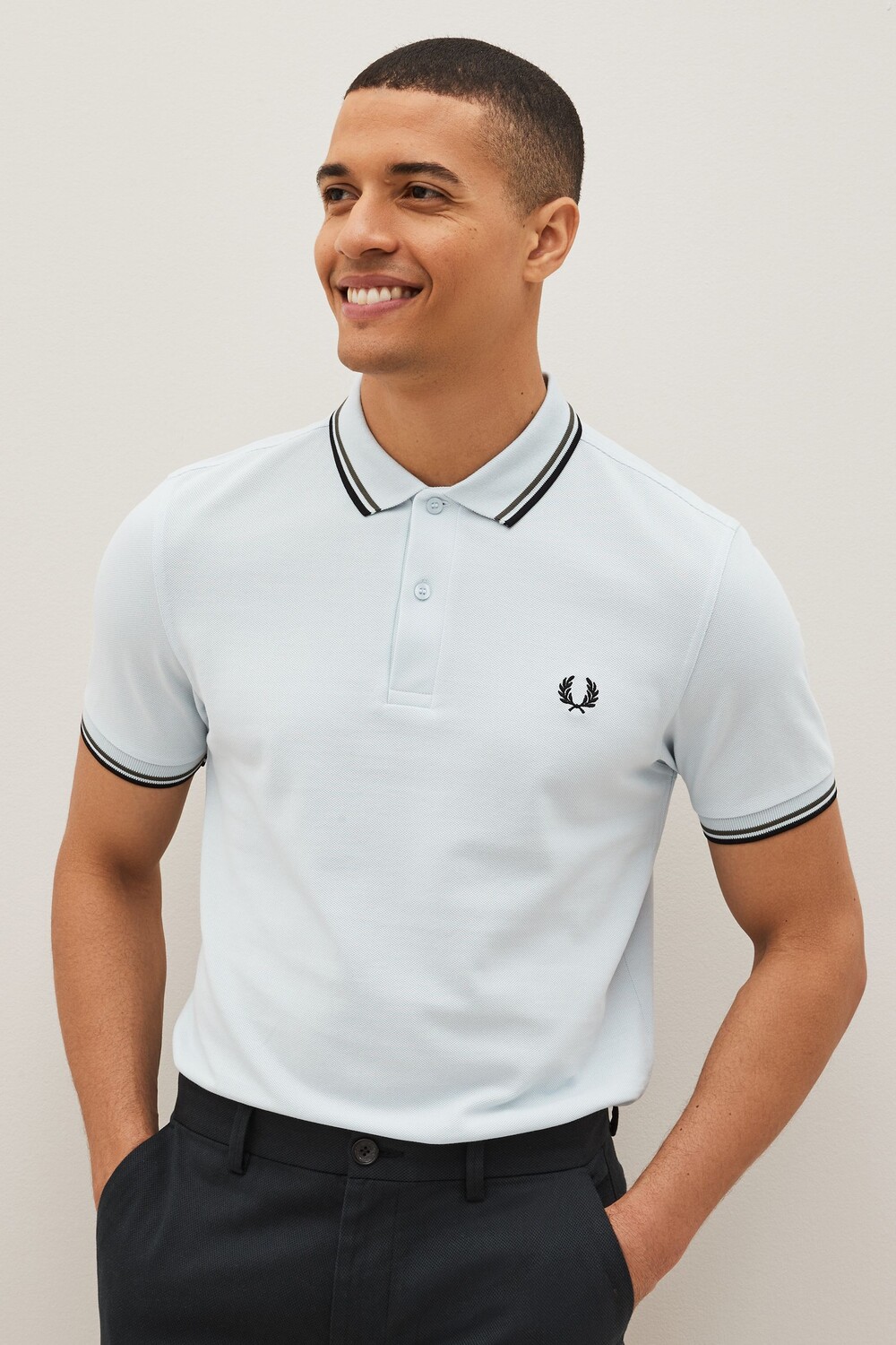 

Мужская рубашка-поло с двойными полосками Fred Perry, черный