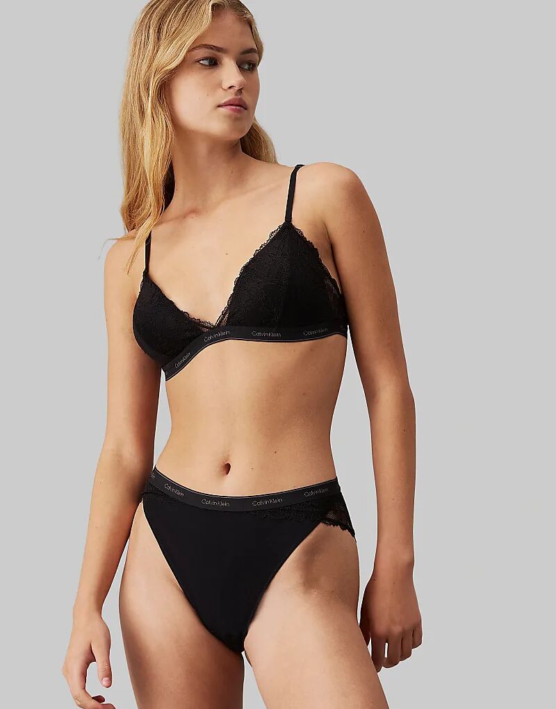 

Трусики-танга с логотипом Modern Lace черного цвета Calvin Klein