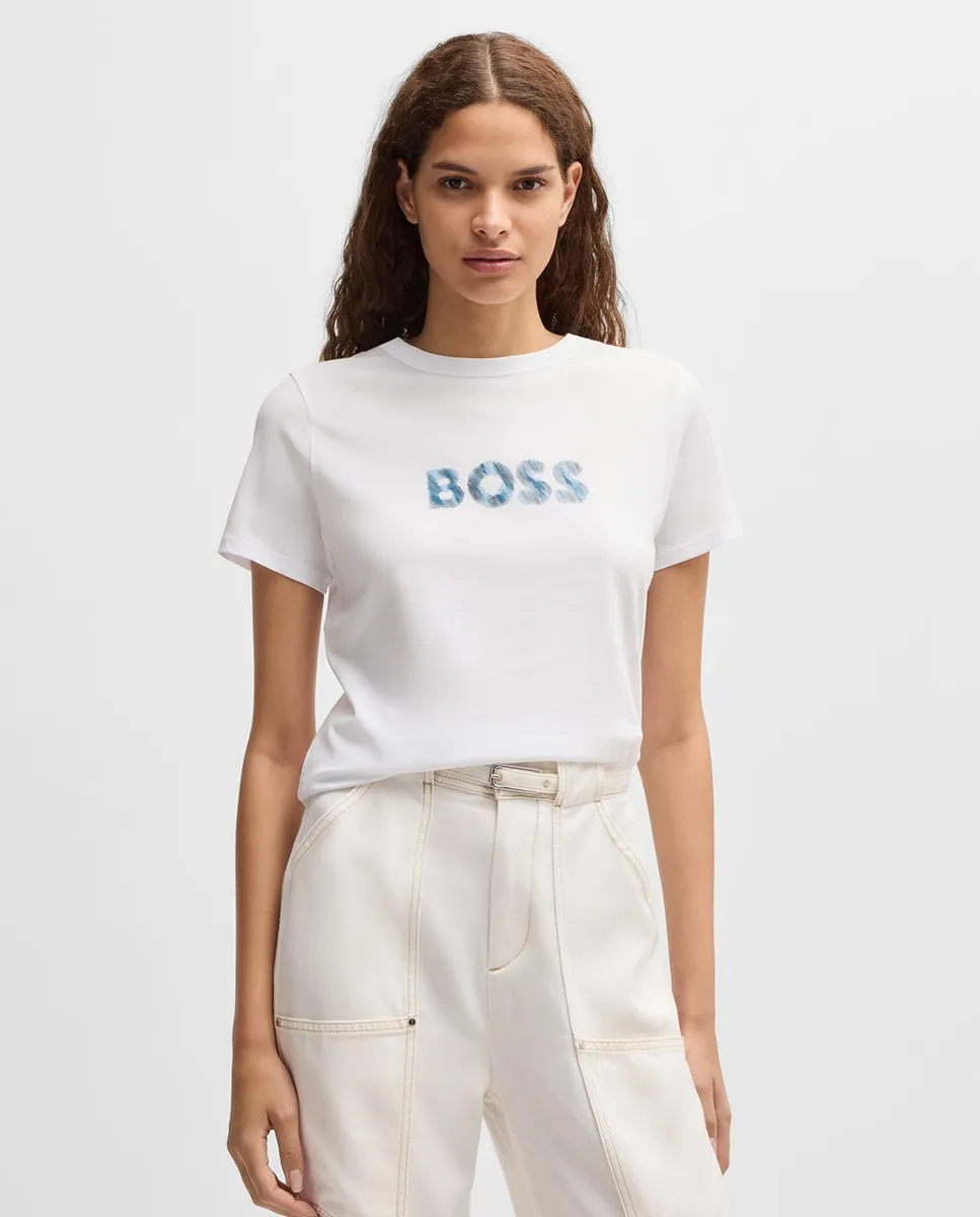 

Футболка с короткими рукавами и круглым вырезом Hugo Boss, белый