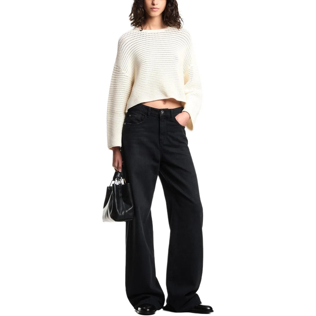 Джинсы свободного кроя с эффектом винтажа Emporio Armani J8B черные — фото 4
