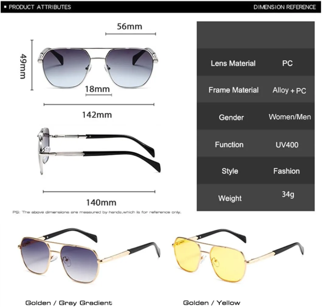 

Ретро солнцезащитные очки с двойной перемычкой для женщин и мужчин, градиентная защита от УФ-излучения UV400 для активного отдыха UATXTAU, Silver Gray Blue