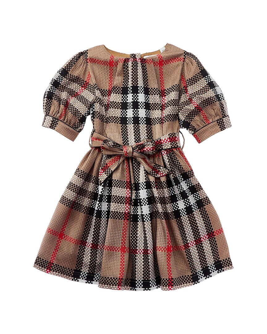 

Платье из смесового шелка в винтажную клетку Burberry, коричневый