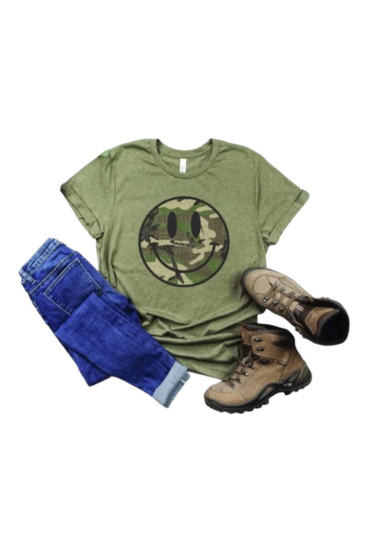

Футболка Camo Smiley в цвете Army Green Exclusive Thredz
