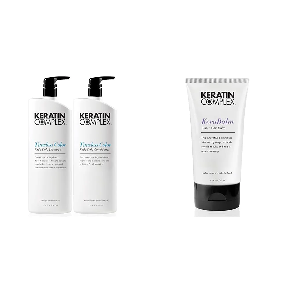 Шампунь и кондиционер Keratin Complex - Timeless Color Fade (по 95 мл каждый) и бальзам для волос Kerabalm 3-в-1 (50 мл)