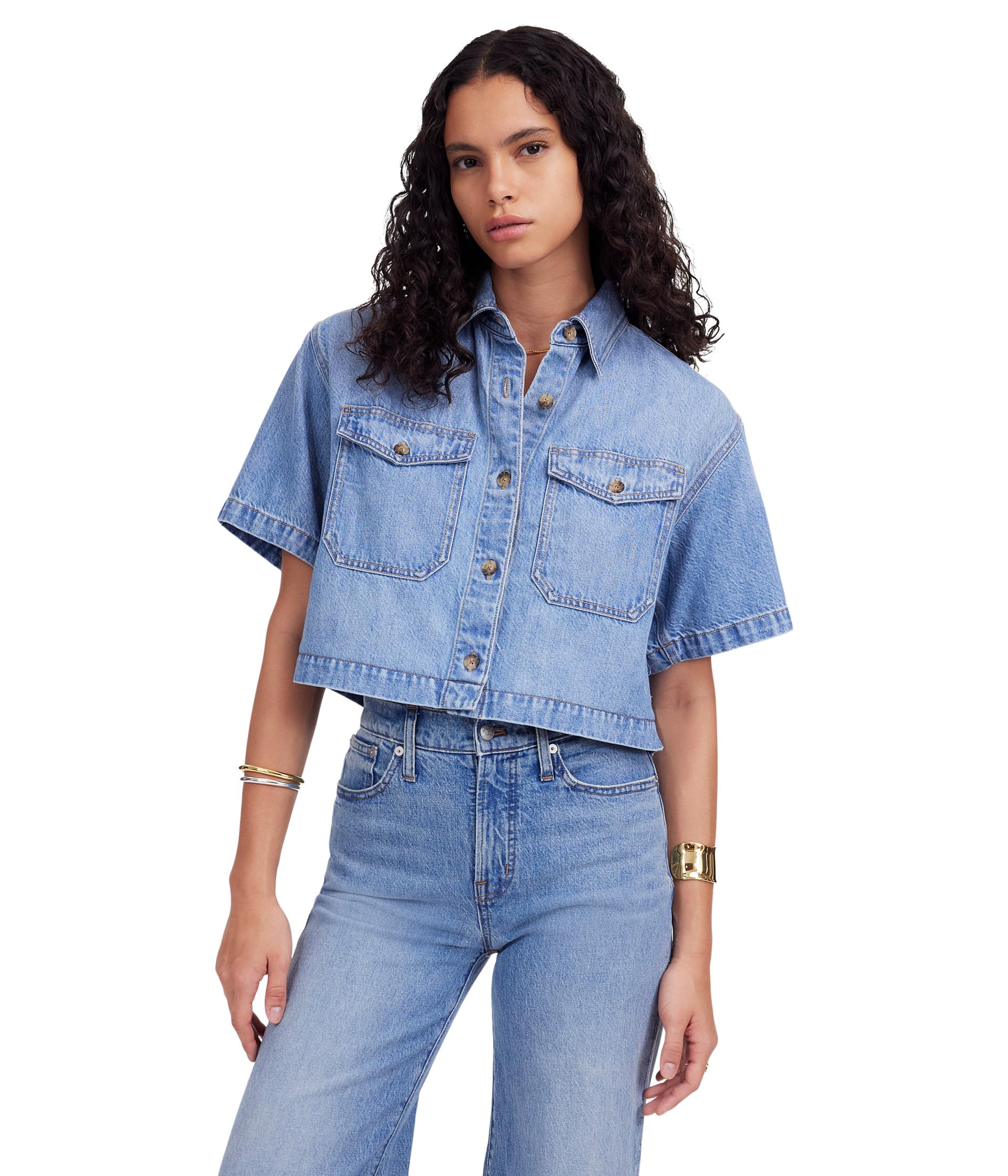 

Рубашка Madewell Boxy Cropped Short, цвет Hallstead Wash