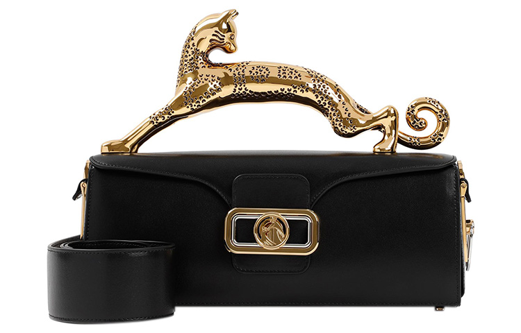 

Женская черная сумка Lanvin через плечо из телячьей кожи