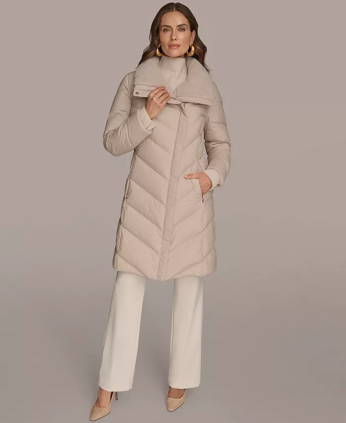 

Женское эластичное пальто на молнии Donna Karan New York, коричневый/бежевый