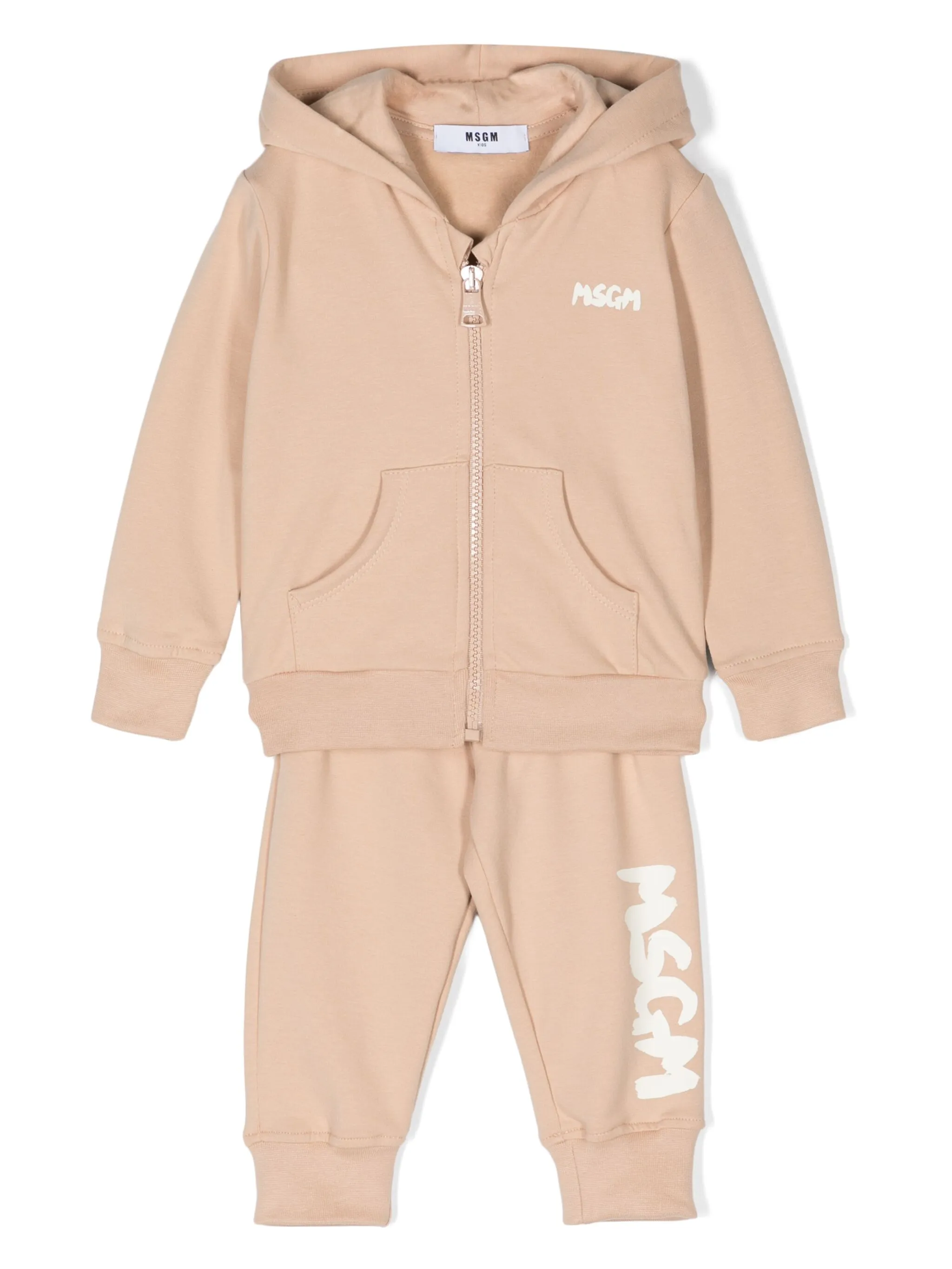 Спортивный костюм с логотипом Msgm Kids, бежевый — фото 2