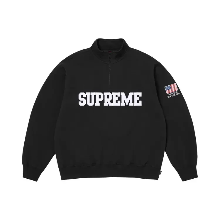 Пуловер Supreme Shop Flag Half Zip Pullover 'Black New York'