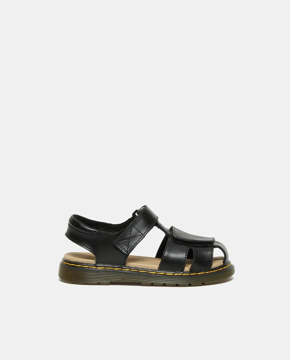 

Женские кожаные босоножки с застежками-липучками Dr. Martens, чёрный