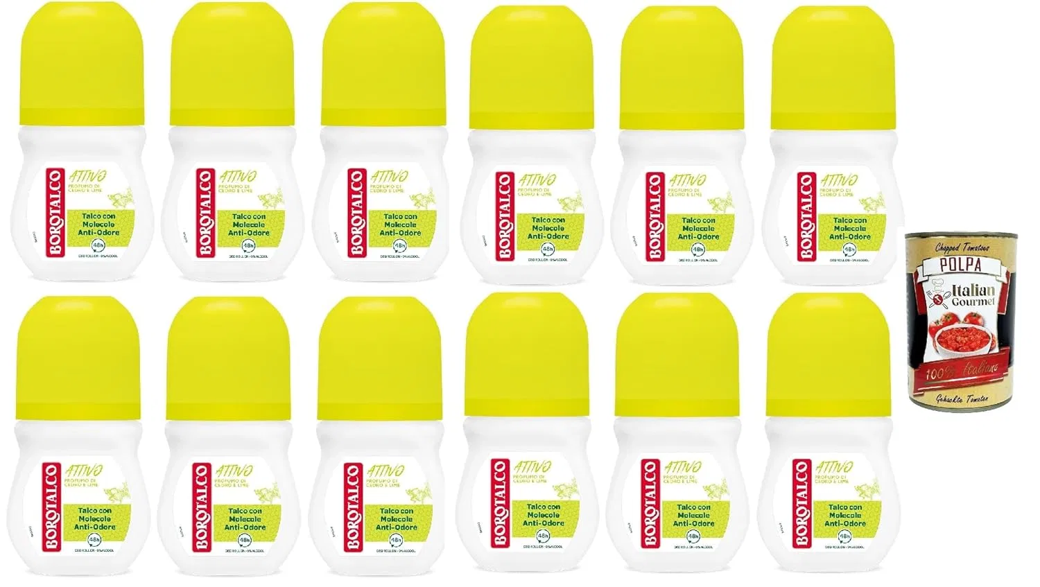 Дезодорант-ролик Borotalco Active Giallo без спирта, 50 мл (12 шт.) Italian Gourmet E.R.
