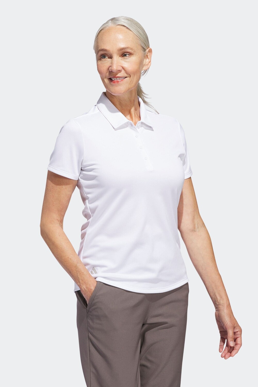 Однотонная женская рубашка-поло с короткими рукавами Adidas Golf, белый — фото 3