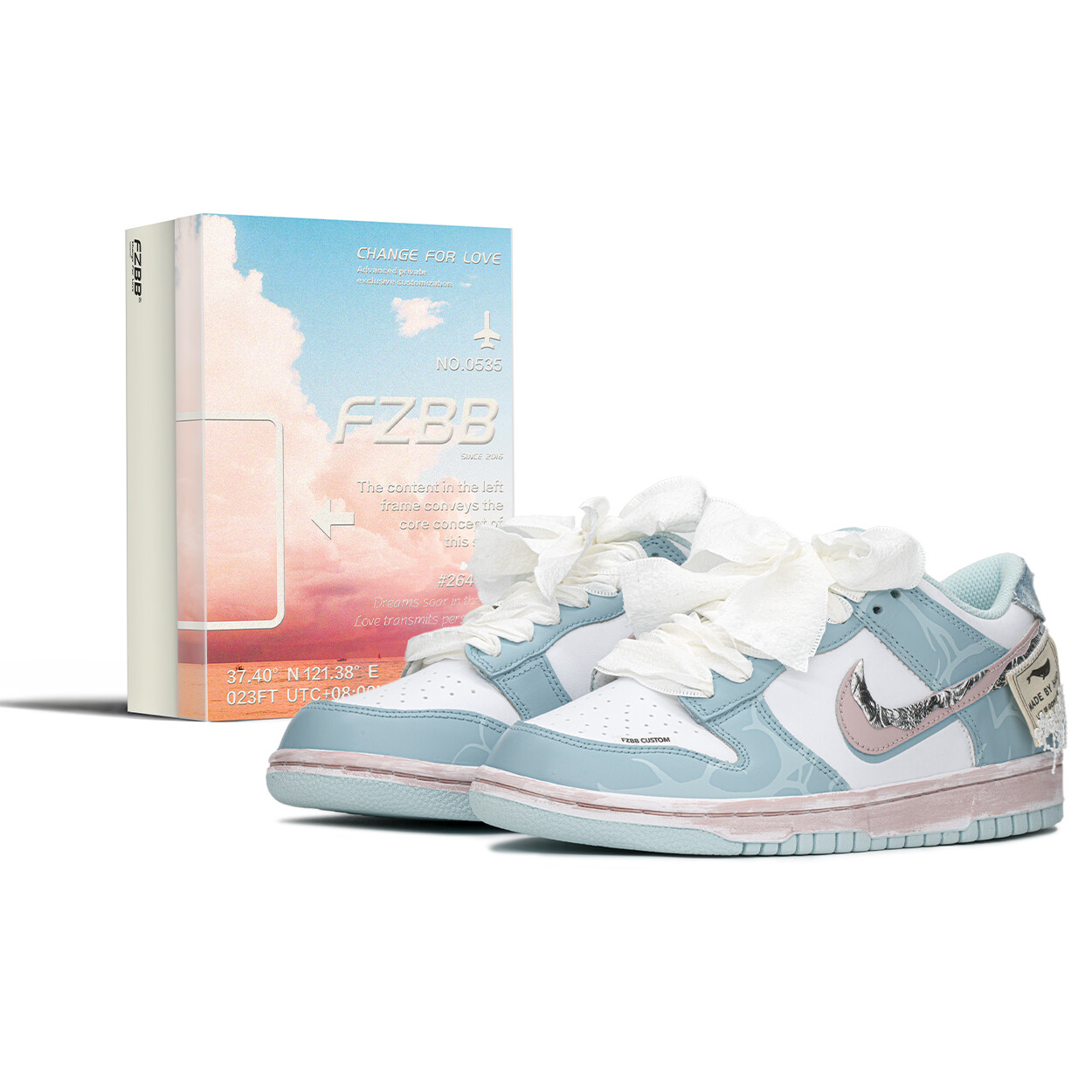 

Кроссовки Nike Dunk Skateboarding Shoes Women's Low-top Blue/pink, синий