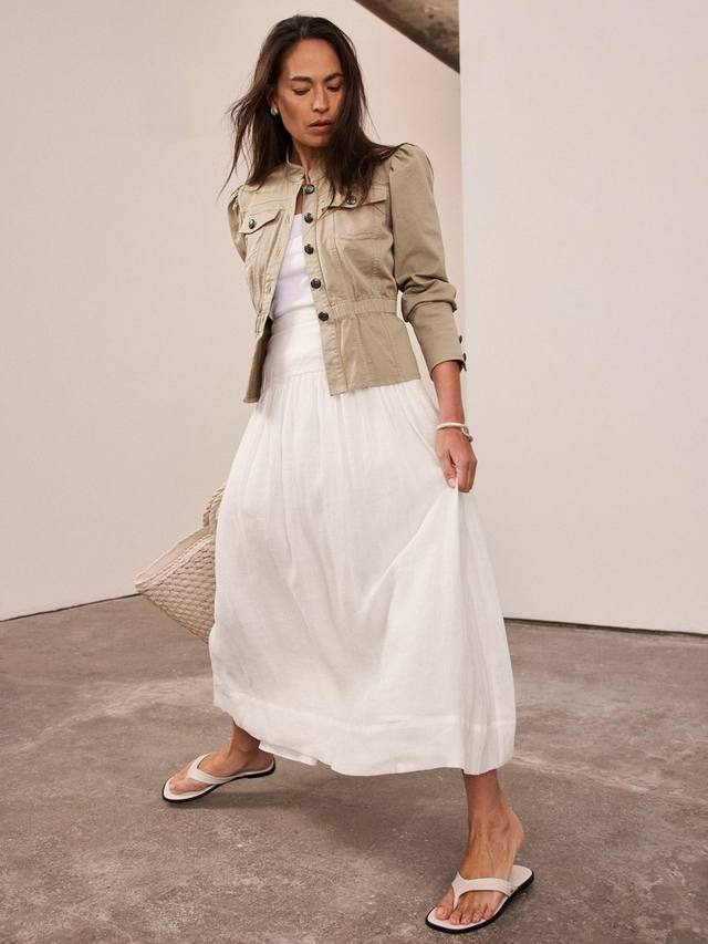 

Пиджак с пышными рукавами и кокетливым подолом Mint Velvet, Khaki