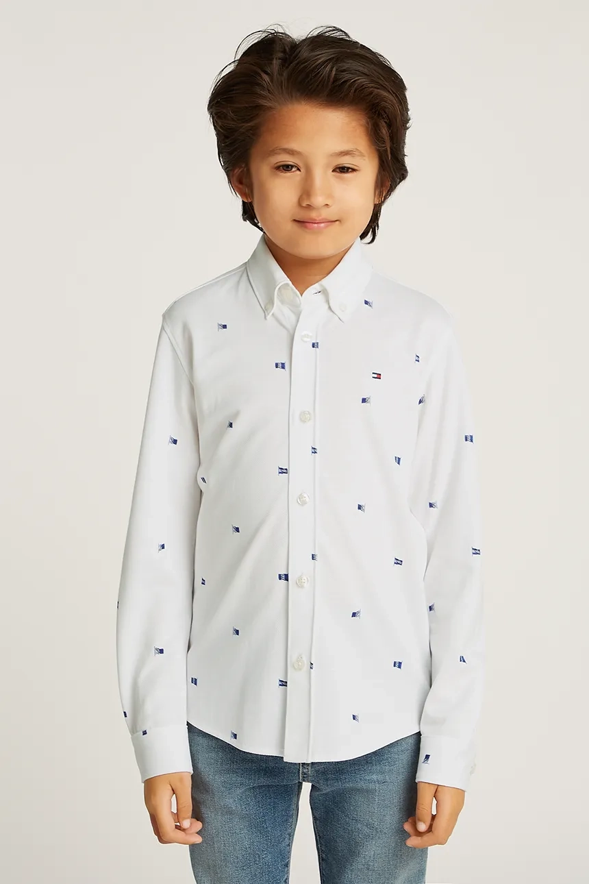 

Хлопковая рубашка для детей Tommy Hilfiger, белый