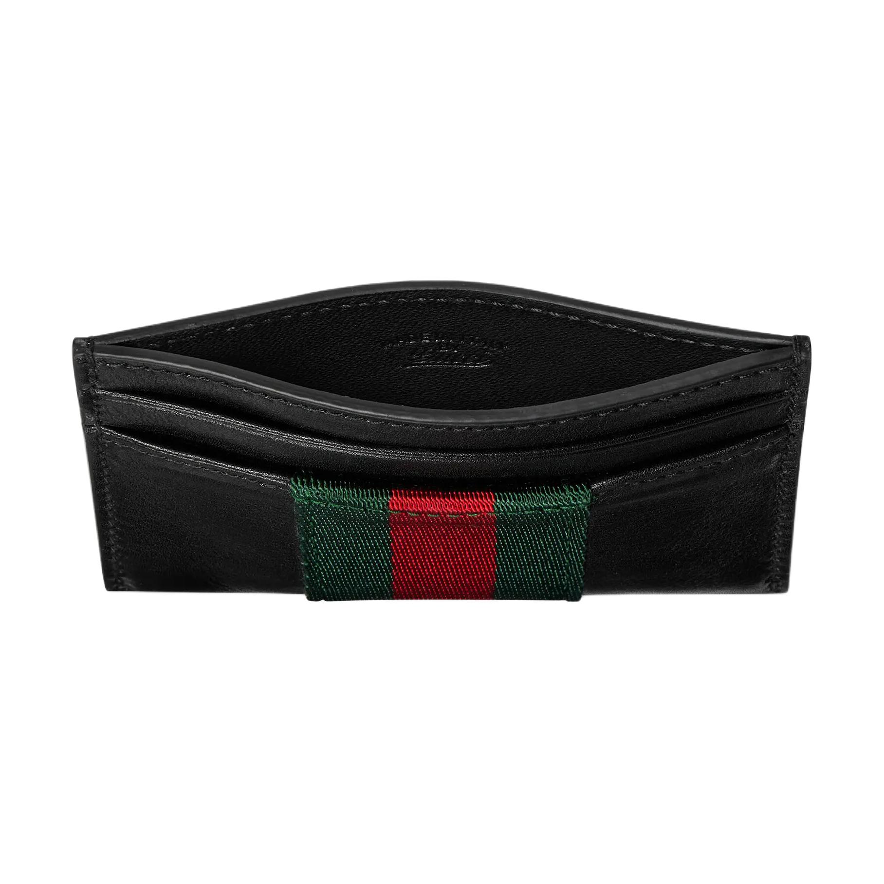 GUCCI Владелец карт TrademarkWeb из мягкой кожи для мужчин, черный — фото 4