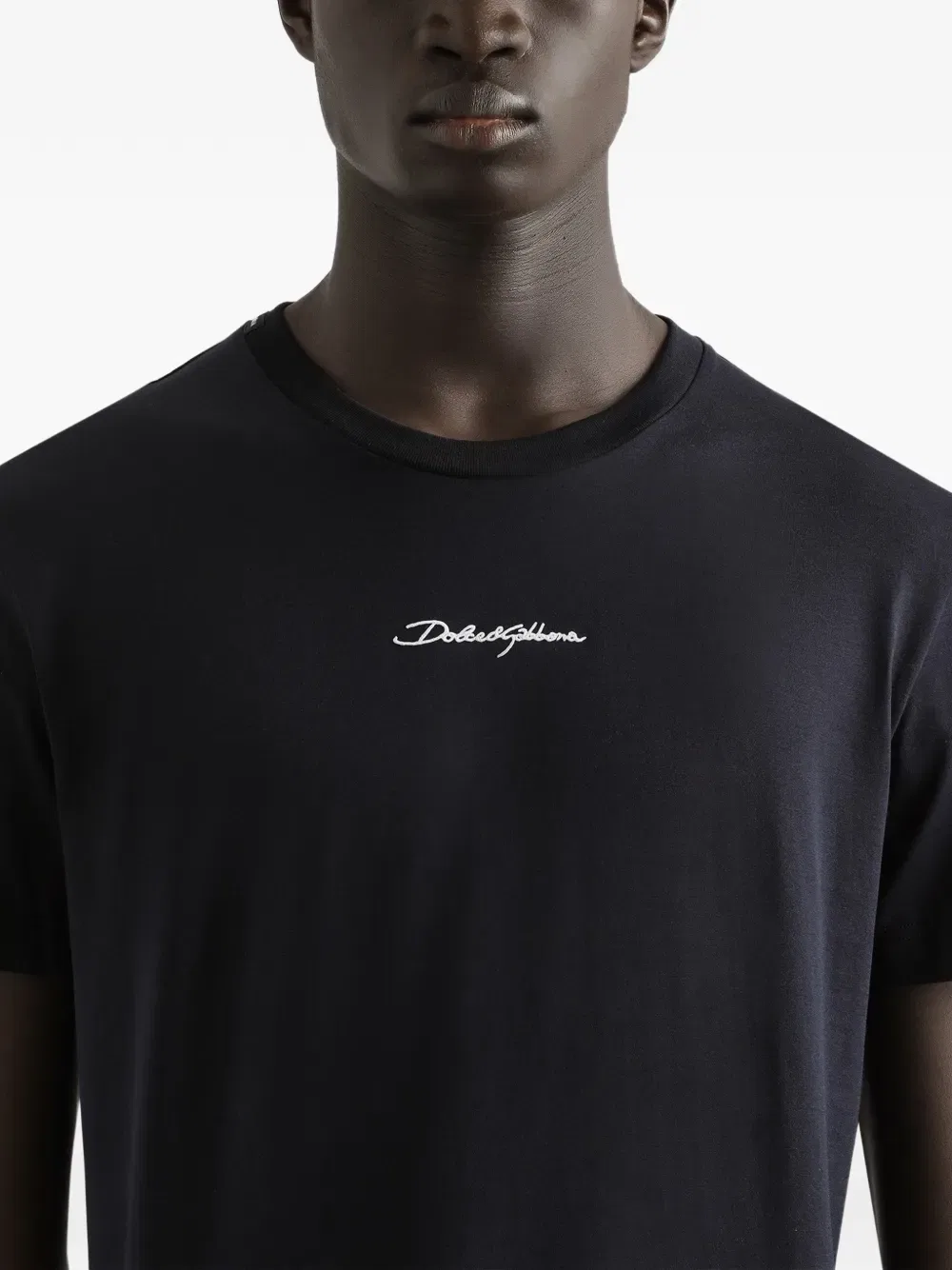 Хлопковая футболка с вышитой нашивкой Dolce & Gabbana, синий — фото 4