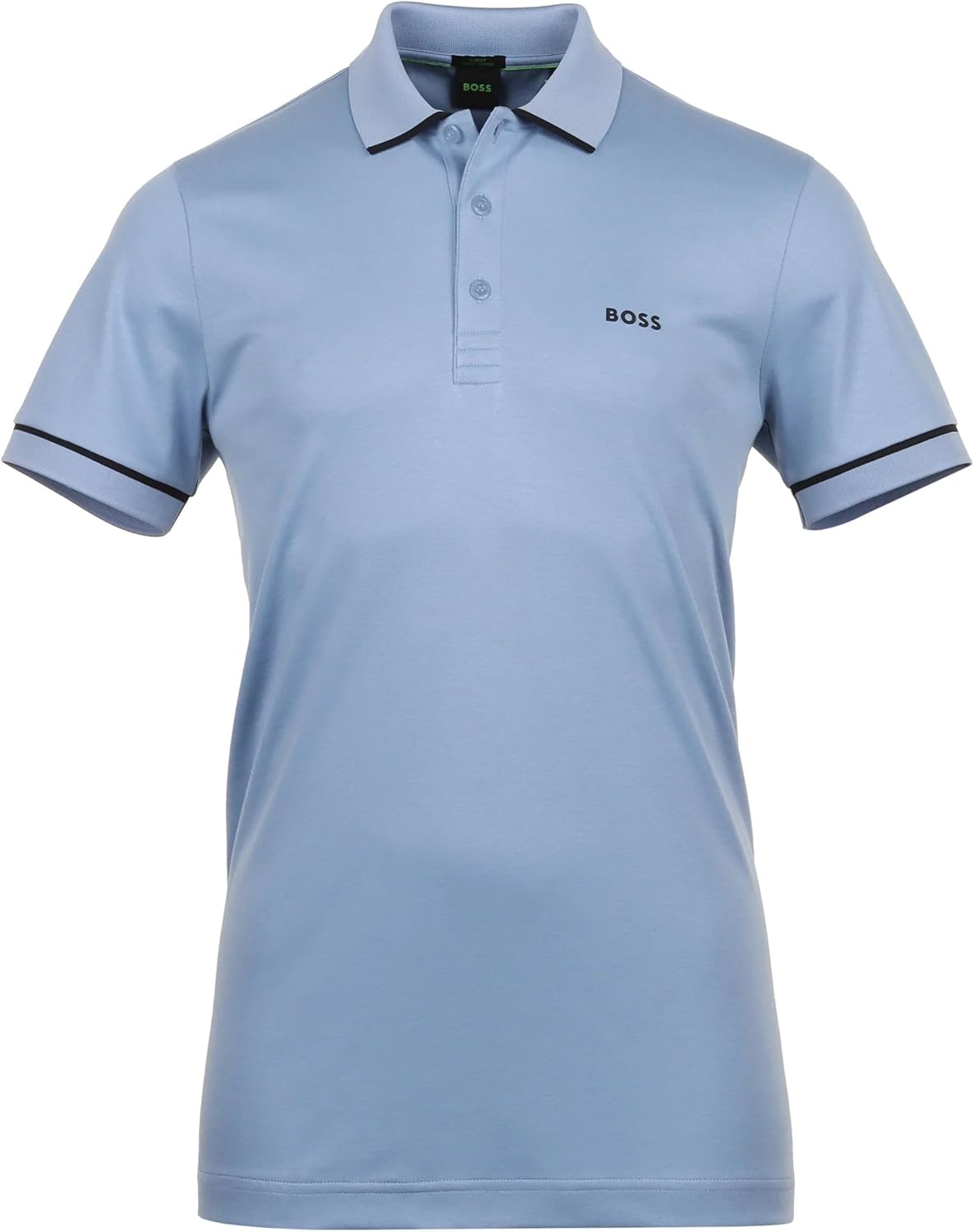 

Мужская рубашка-поло Hugo Boss Paule Slim Fit с черной отделкой, светло-голубая