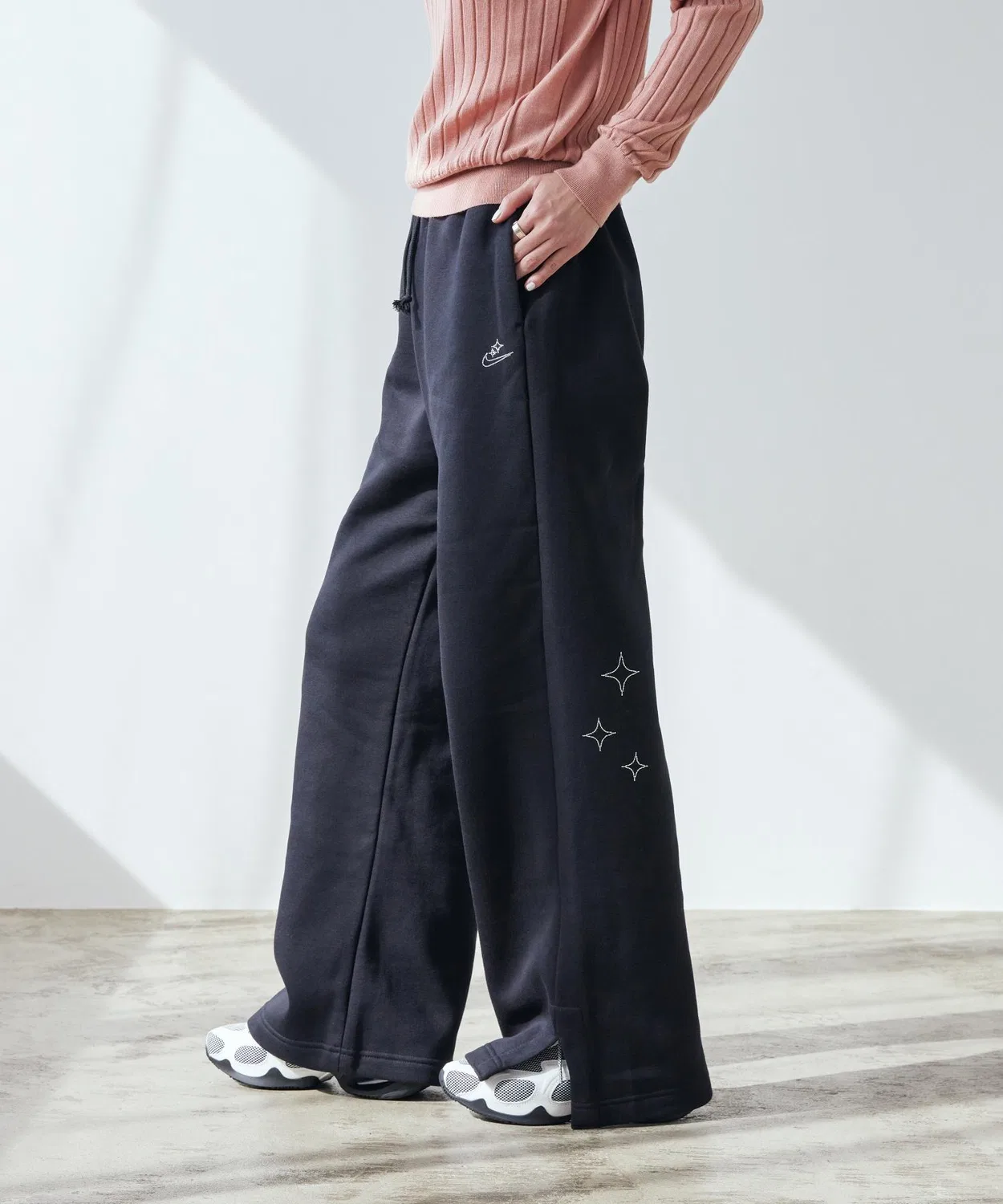 Женские спортивные широкие брюки Nike Sportswear Phoenix Fleece с высокой посадкой, черные