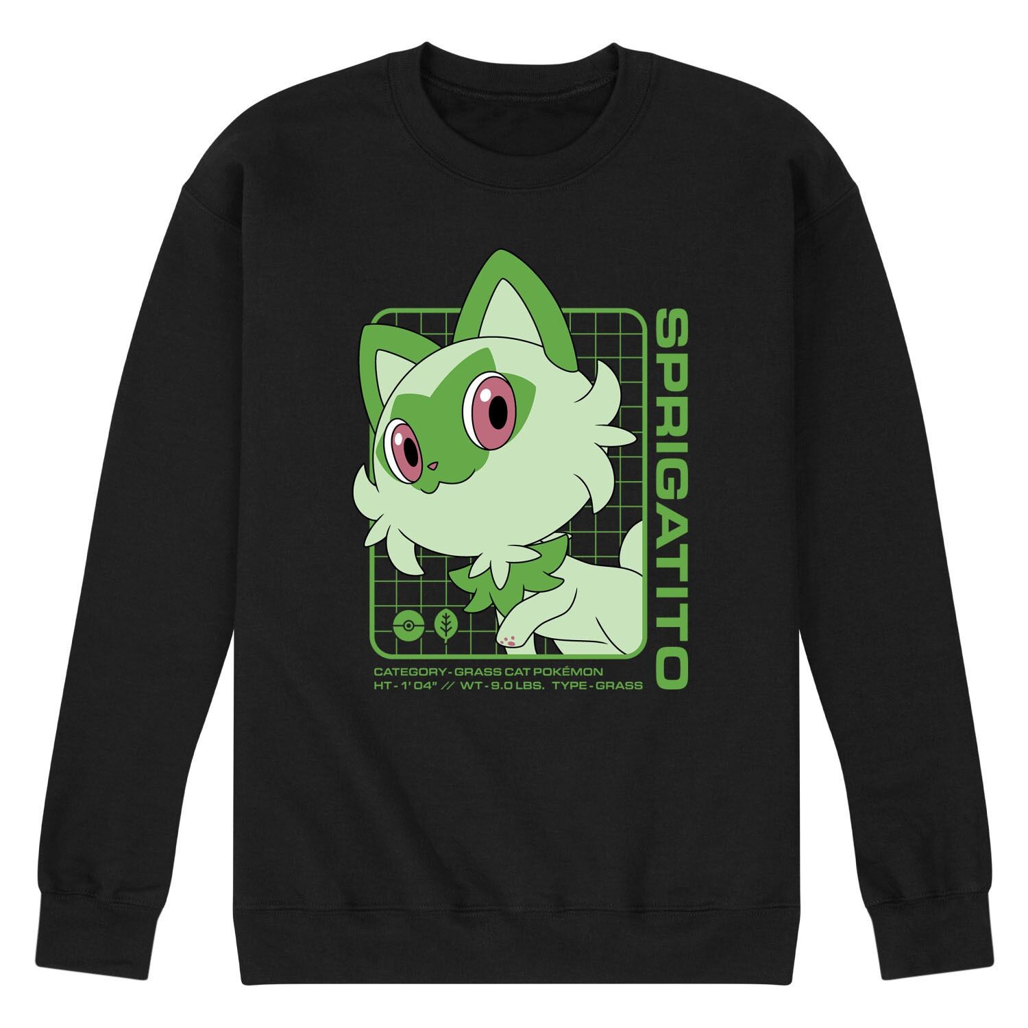 

Мужской флисовый свитшот Pokemon Sprigatito Stats Licensed Character