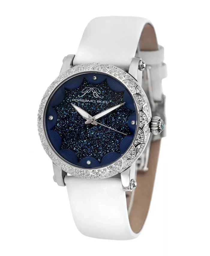

Женские часы Genevieve Topaz на кожаном ремешке, покрытые сатином Porsamo Bleu, белый