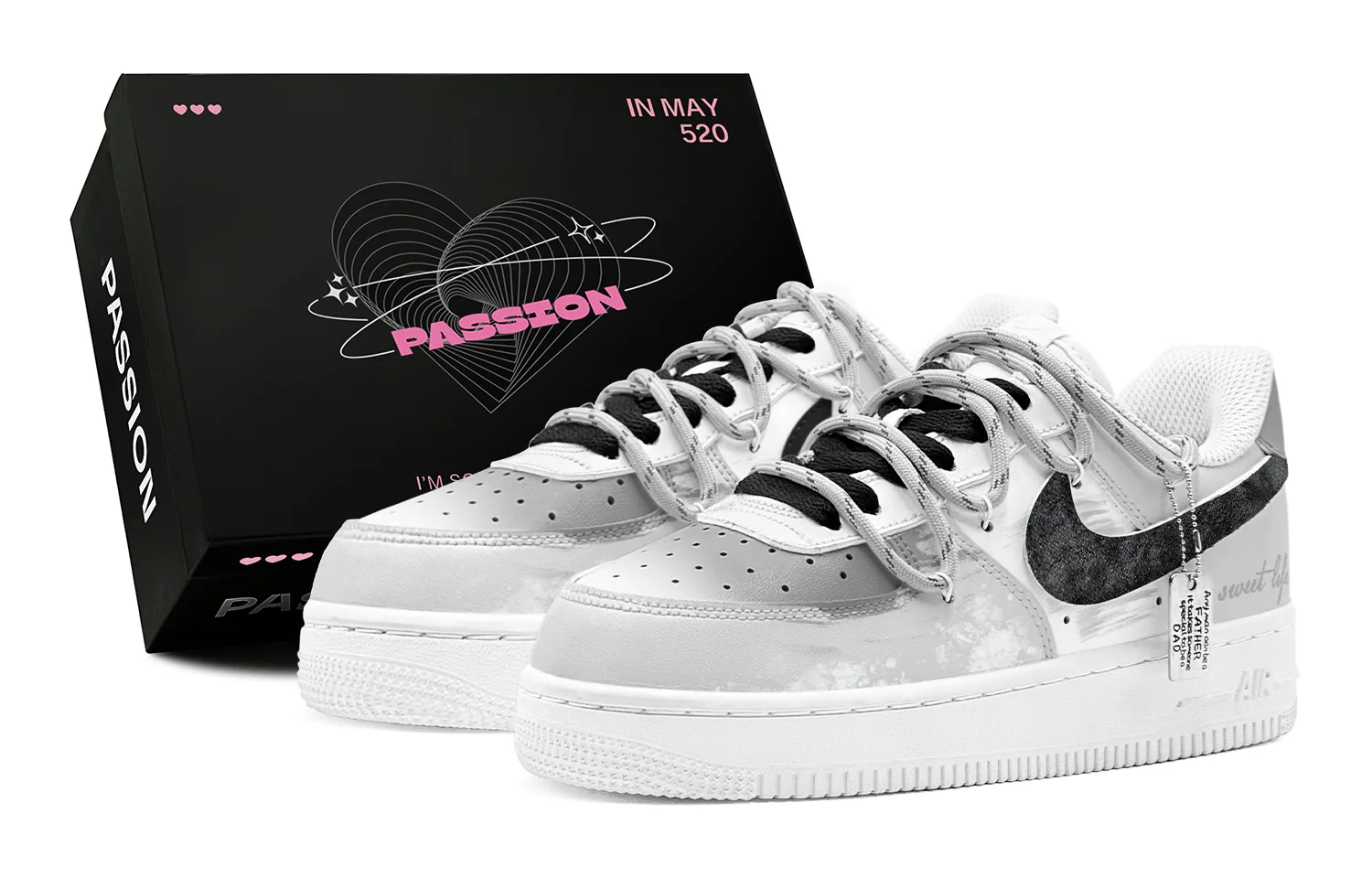 Nike Кроссовки Air Force 1 Low top Skateboard мужские черно-серые