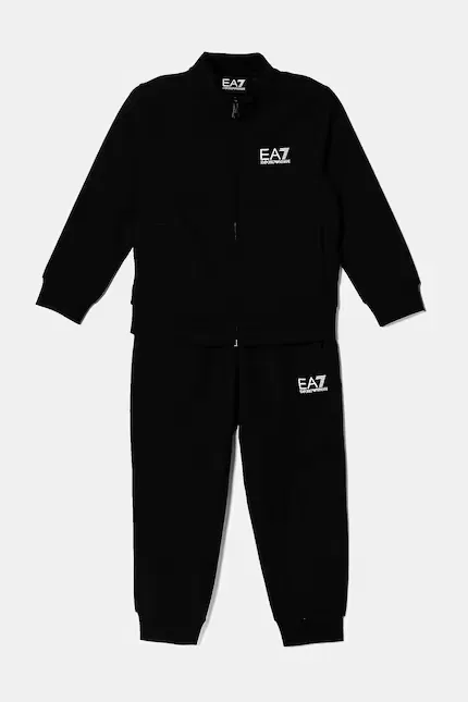 Спортивный костюм из хлопка EA7 Emporio Armani, черный