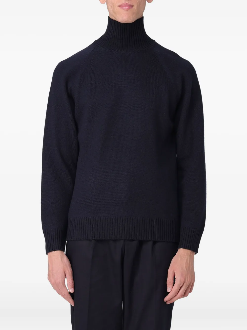 

Свитер с воротником-гольф и рукавами реглан Paolo Pecora, синий