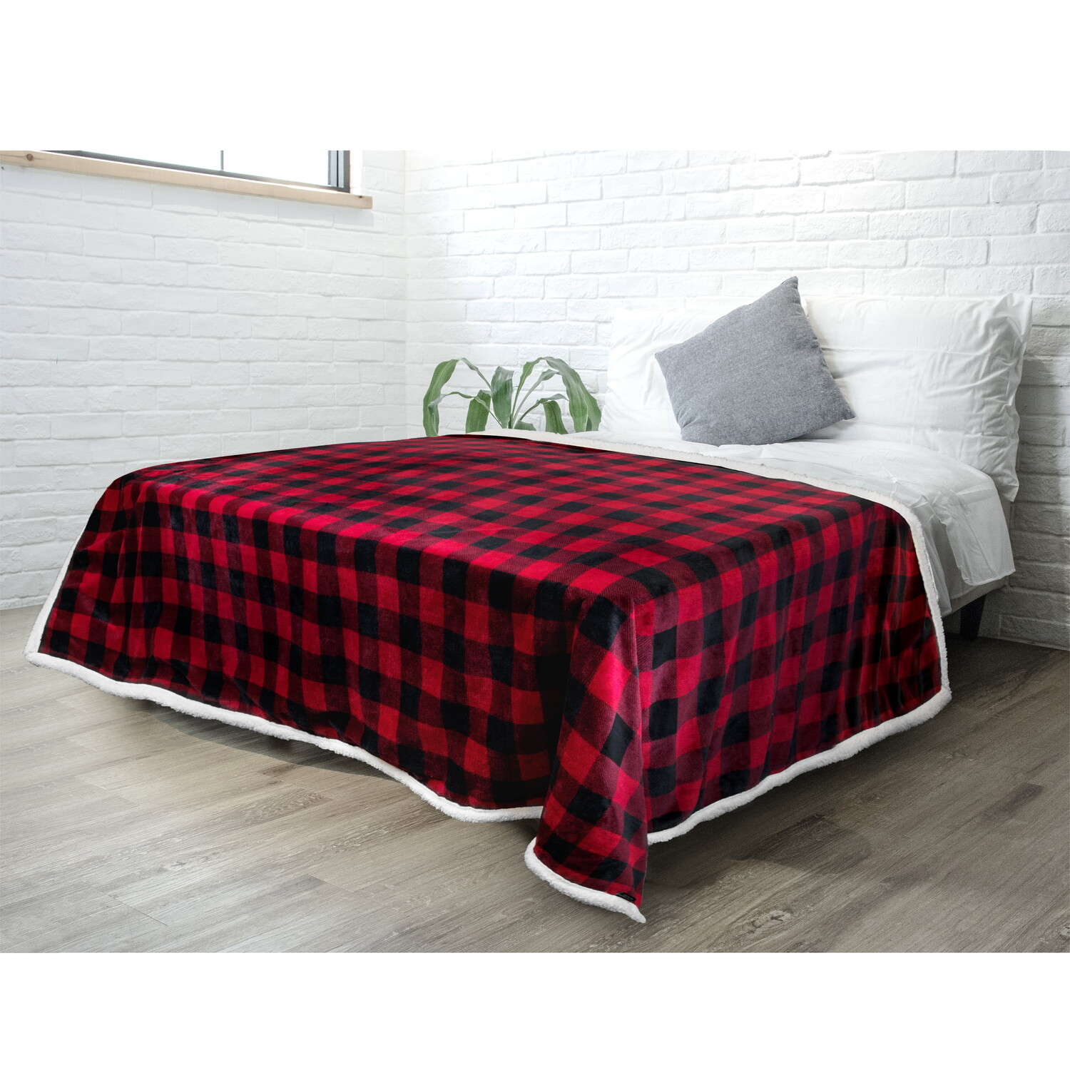 

Одеяло из шерпы в клетку PAVILIA Buffalo King, красный