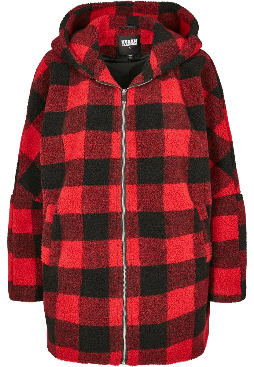 

Зимняя куртка URBAN CLASSICS " Urban Classics Women's Ladies Hooded Oversized Check Sherpa Jacket" (1 шт.), с капюшоном, цвет Firered/Black