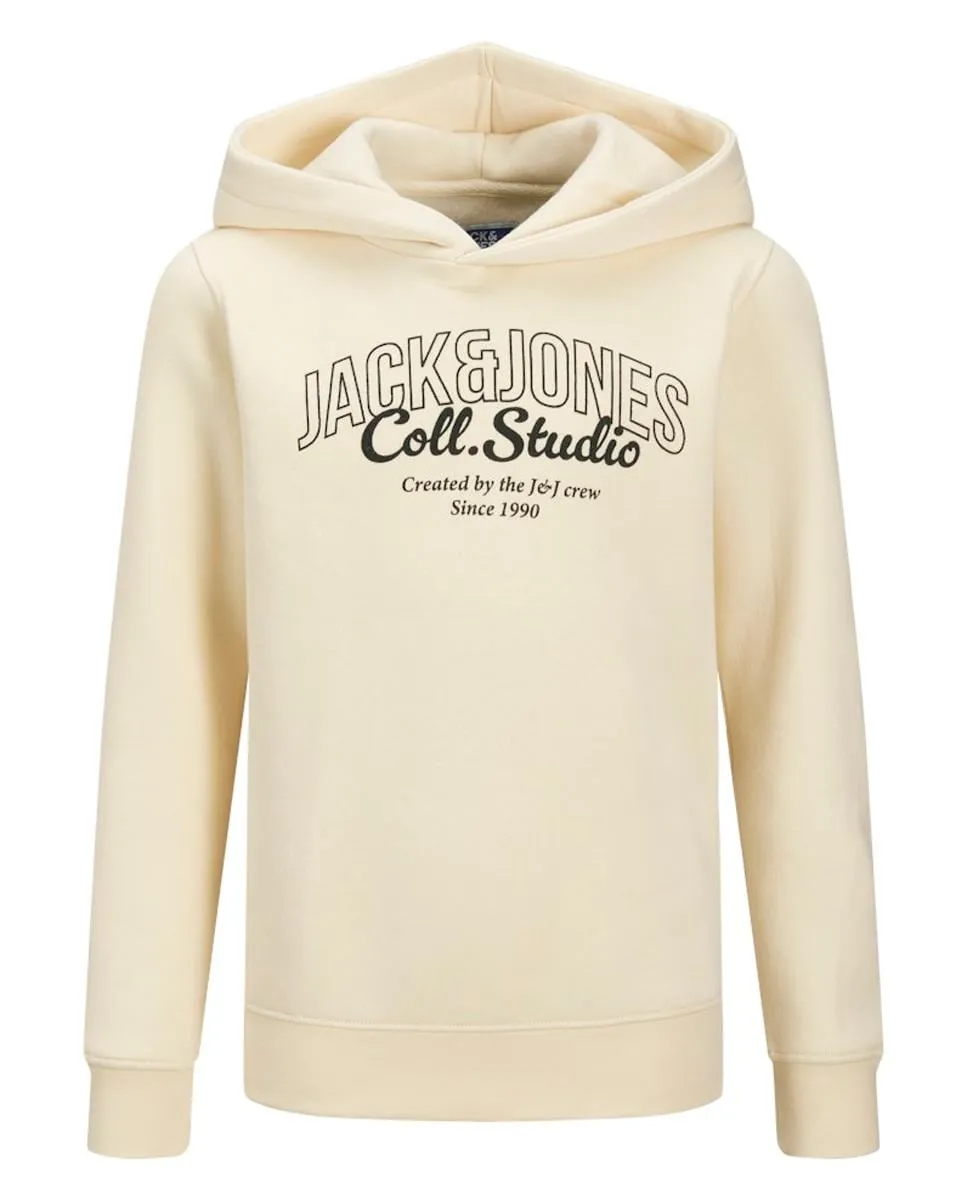 

Детская толстовка с капюшоном и принтом спереди Jack & Jones, белый