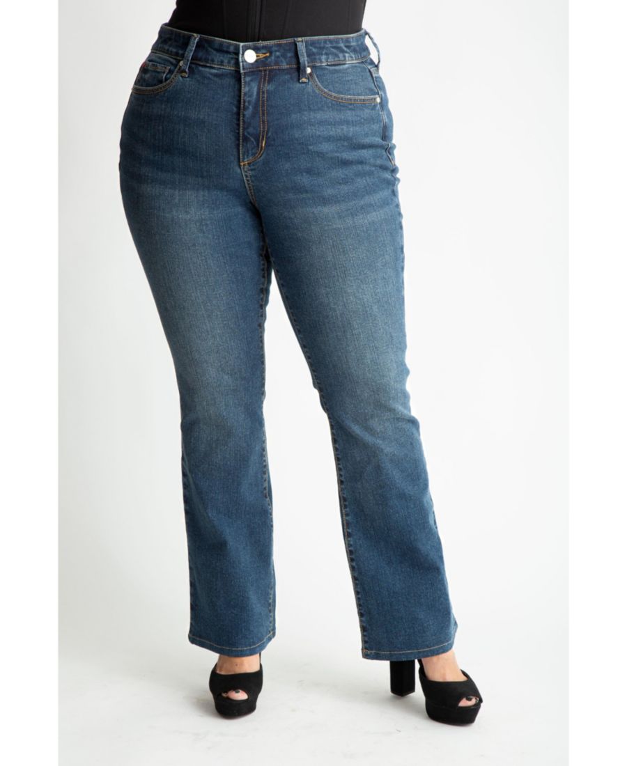 

Джинсы больших размеров с высокой посадкой и расклешенными штанинами, длина внутреннего шва 32 дюйма - Luna SLINK Jeans, No Color