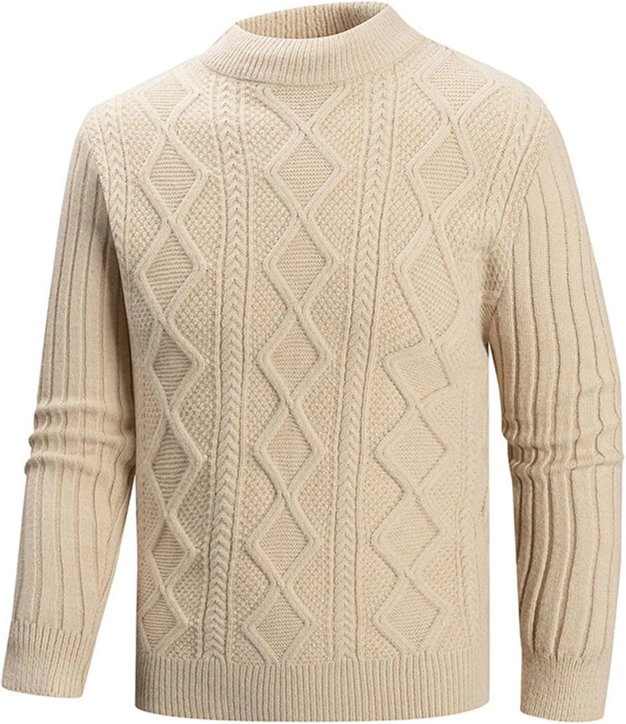 

Свитер Fall Cable Knit мужской Slim Fit зимний теплый с воротником-стойкой