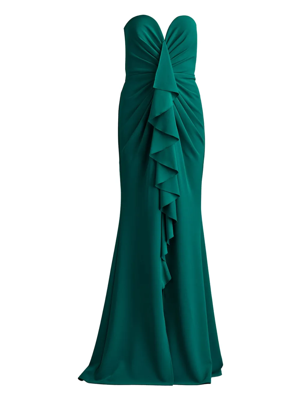 

Вечернее платье без бретелей с оборками Tadashi Shoji, зеленый