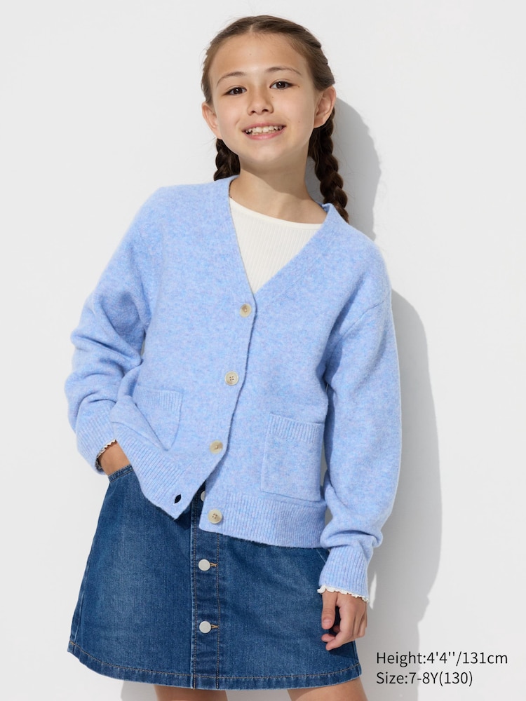 

Кардиган для девочек из пряжи суфле Uniqlo, цвет 60 синий