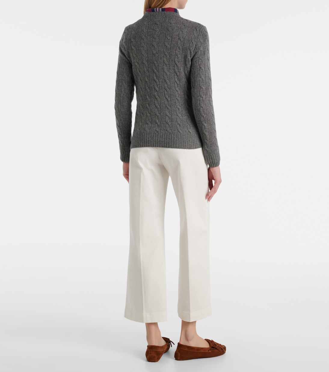 Свитер из шерсти и кашемира, связанный косами Polo Ralph Lauren, Flannel Grey Heather — фото 3