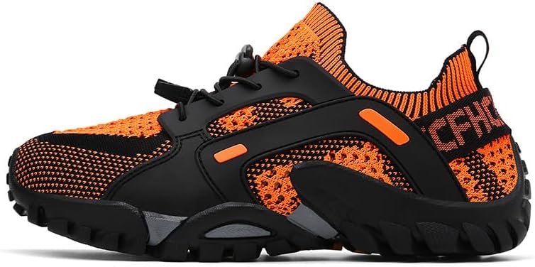 

Мужские водные кроссовки для походов большого размера, трейловые кроссовки, легкие, быстро сохнущие, с противоскользящей подошвой для рыбалки, треккинга и прогулок по рекам Qacksv, оранжевый