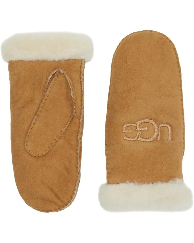 

Перчатки UGG Embroidered Water Resistant Sheepskin Mitten with Tech Palm, цвет Chestnut