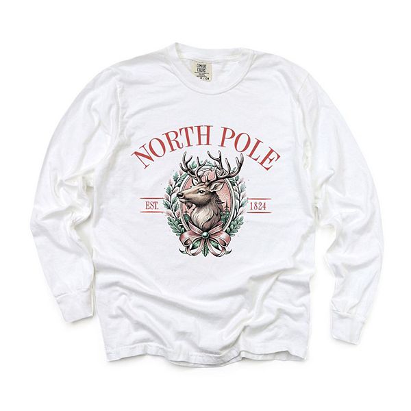 

North Pole Reindeer овальный венок garment dyed лонгслив Simply Sage Market, White