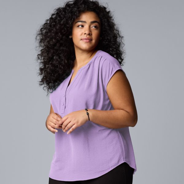 

Поверх блузка с короткими рукавами-крылышками для полных Simply Vera Vera Wang, цвет lilac flower