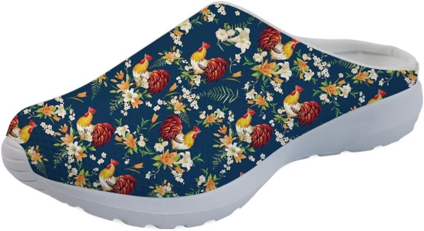 

Кроссовки Forchrinse Red Galaxy Space Mule для женщин и мужчин, с сеткой, легкие, без застежки, для ходьбы, Chicken and Hibiscus