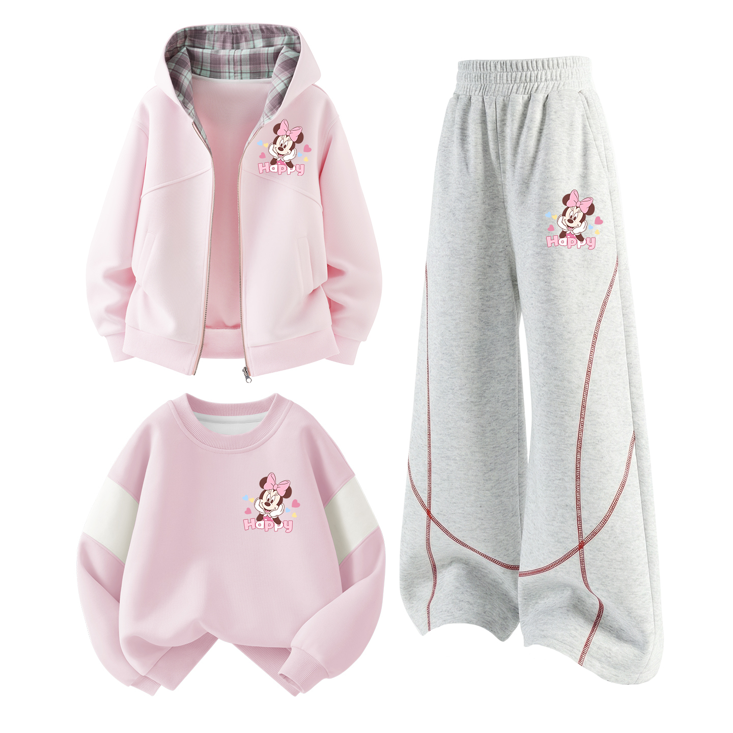 

Детская повседневная спортивная одежда с круглым вырезом Moderate Disney, dicai xin xiao k cherry blossom розовый+dicai xin xiao k белый heather серый+dicai xin xiao k cherry blossom розовый