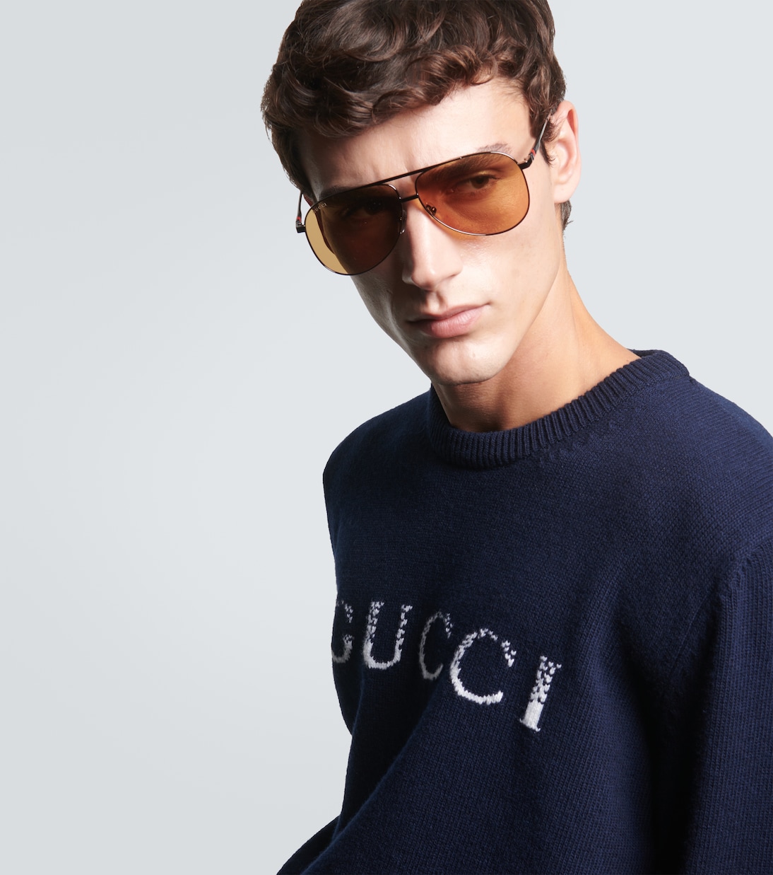 Авиаторские солнцезащитные очки Gucci, Ruthenium-Ruthenium-Brown — фото 2