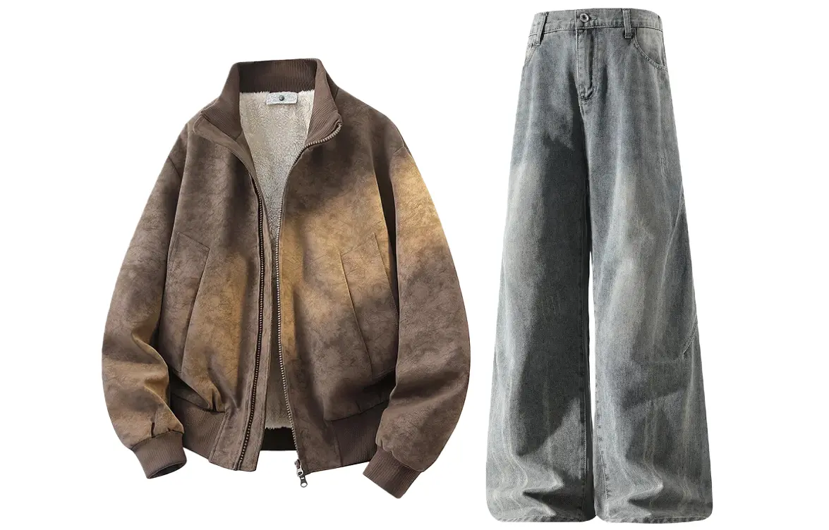 

Повседневная спортивная одежда унисекс с воротником стойкой утепленная X1617, коричневый cotton jacket+pants желтый mud