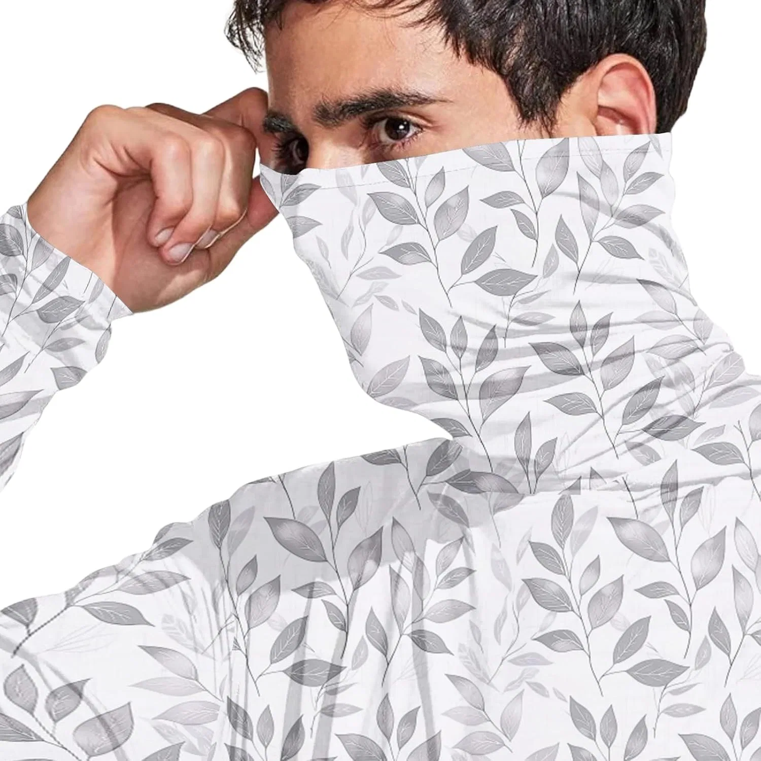 Мужская футболка с капюшоном и маской Sun Protection, UPF 50+, 02-khaki — фото 3