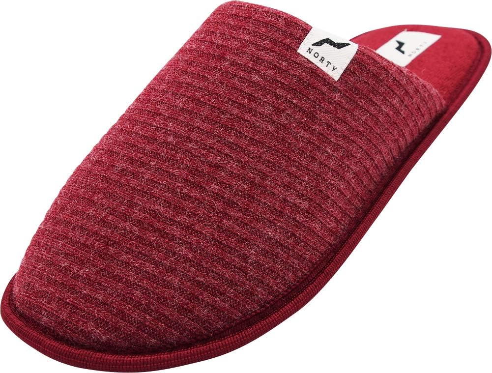 

NORTY - Мужские домашние тапочки без застежек для улицы и дома - искусственная замша, флис и ребристый трикотаж, красный