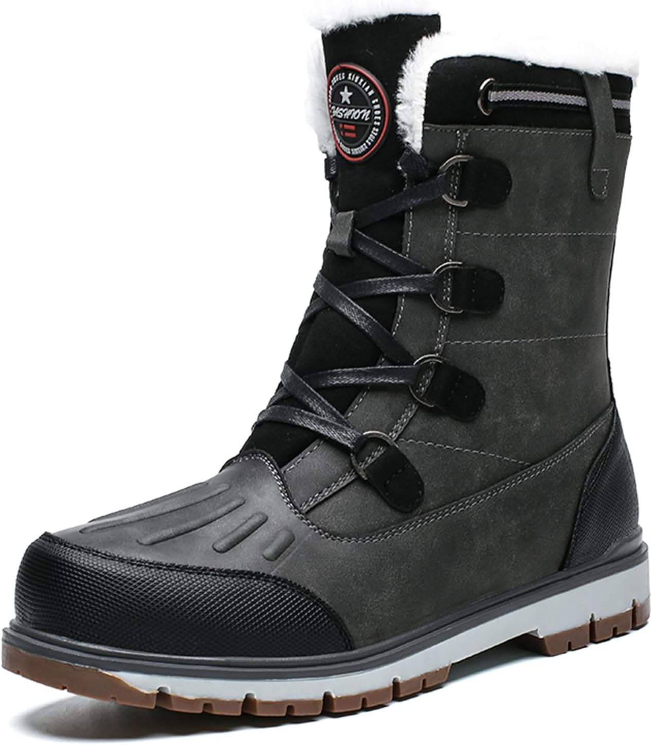 

Мужские зимние сапоги Mens Snow Plush теплые высокие модные хлопковые ботинки для мужчин Generic, серый