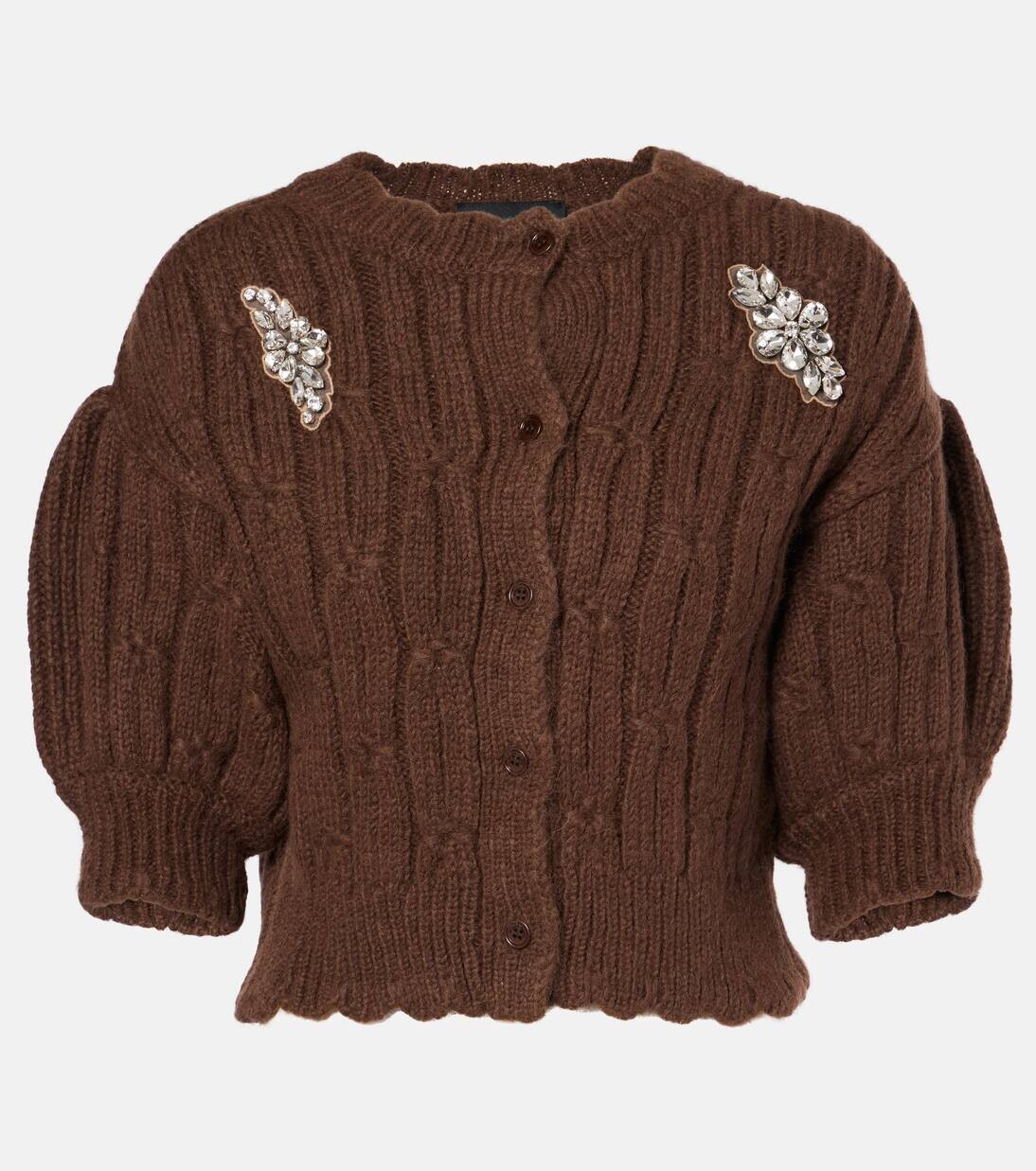 

Кардиган из смесовой шерсти с отделкой Simone Rocha, цвет chocolate/clear