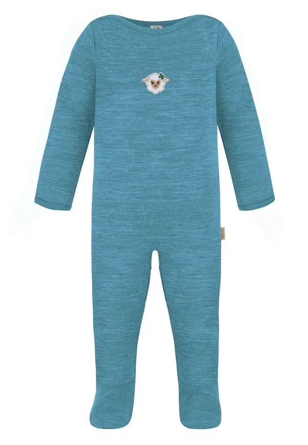 Боди strampler mit füßen, schlafanzug einteiler aus merinowolle, комбинезон для сна Normani Outdoor Sports, Blau