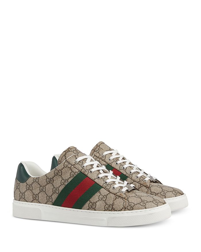 Мужские кроссовки Ace из парусины и кожи Gucci, коричневый/бежевый — фото 4